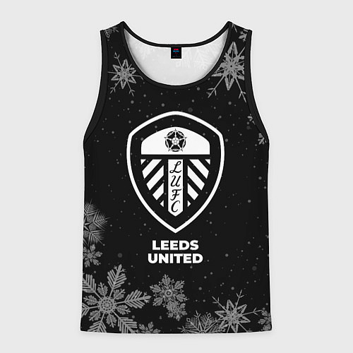 Мужская майка без рукавов Снежный Leeds United / 3D-Черный – фото 1