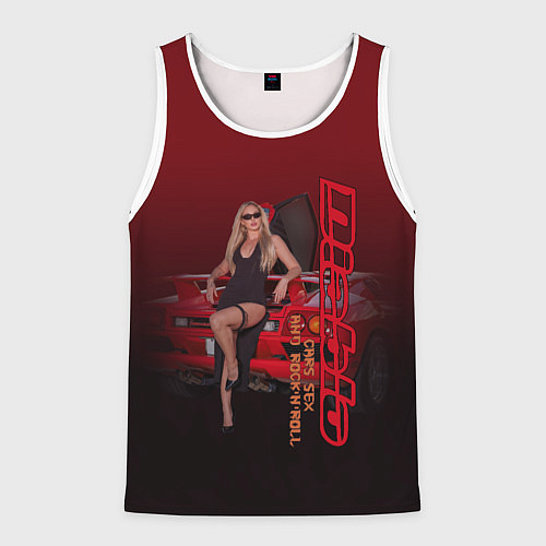 Мужская майка без рукавов Lamborghini Diablo / 3D-Белый – фото 1