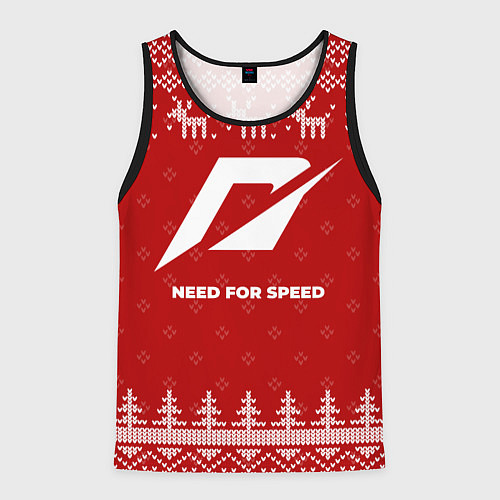 Мужская майка без рукавов Новогодний Need for Speed с оленями / 3D-Черный – фото 1