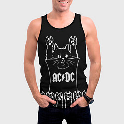 Майка-безрукавка мужская AC DC: cat rock, цвет: 3D-черный — фото 2