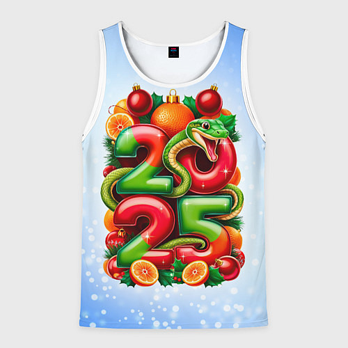Мужская майка без рукавов Змеи к нам приходят 2025 / 3D-Белый – фото 1