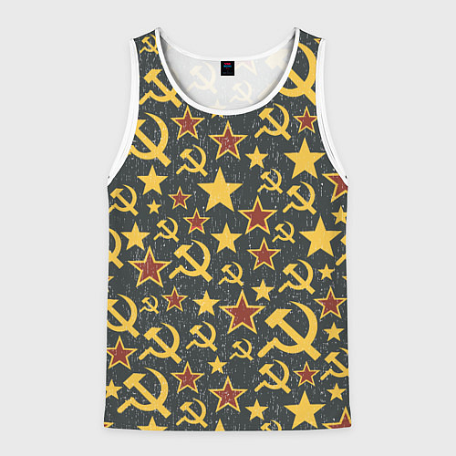 Мужская майка без рукавов Серп и Молот - СССР / 3D-Белый – фото 1