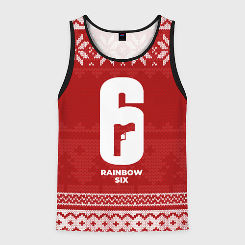 Мужская майка без рукавов Новогодний Rainbow Six / 3D-Черный – фото 1