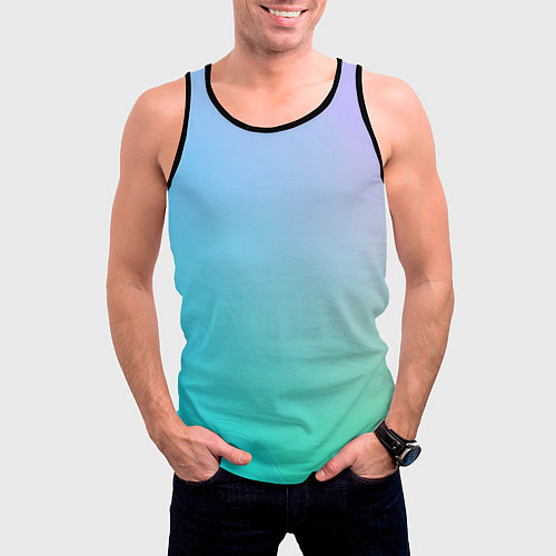 Мужская майка без рукавов Градиент в голубых тонах / 3D-Черный – фото 3