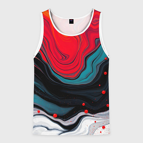 Мужская майка без рукавов Абстракция эбру / 3D-Белый – фото 1