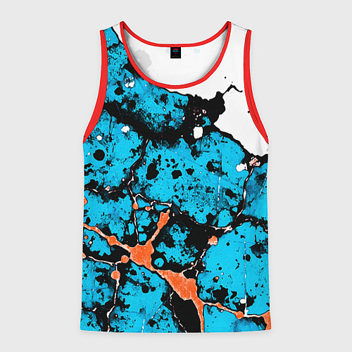 Мужская майка без рукавов Оранжево-голубая абстракция на белом фоне / 3D-Красный – фото 1