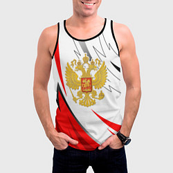 Майка-безрукавка мужская Российский красный - герб, цвет: 3D-черный — фото 2