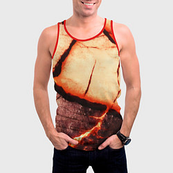 Майка-безрукавка мужская Трещины на абстрактном красном фоне, цвет: 3D-красный — фото 2