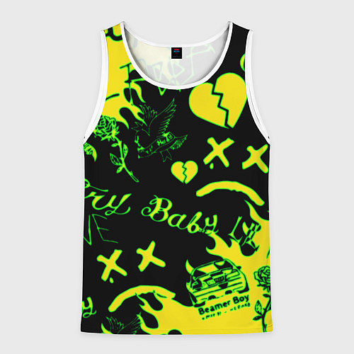 Мужская майка без рукавов Lil Peep кислотные автографы / 3D-Белый – фото 1