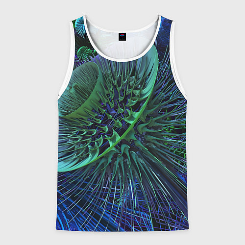 Мужская майка без рукавов Фрактальный узор шипы / 3D-Белый – фото 1