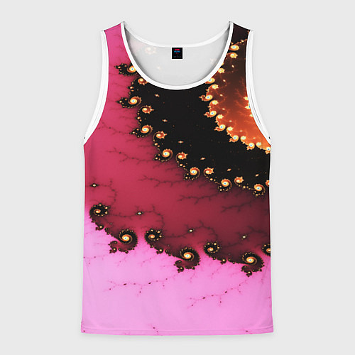 Мужская майка без рукавов Фрактал узор розовый / 3D-Белый – фото 1