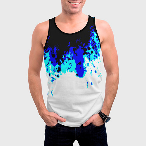 Мужская майка без рукавов Синяя кровь андроида / 3D-Черный – фото 3