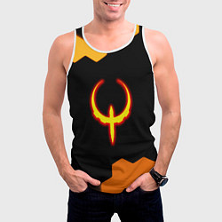 Майка-безрукавка мужская Квейк соты огненное лого, цвет: 3D-белый — фото 2