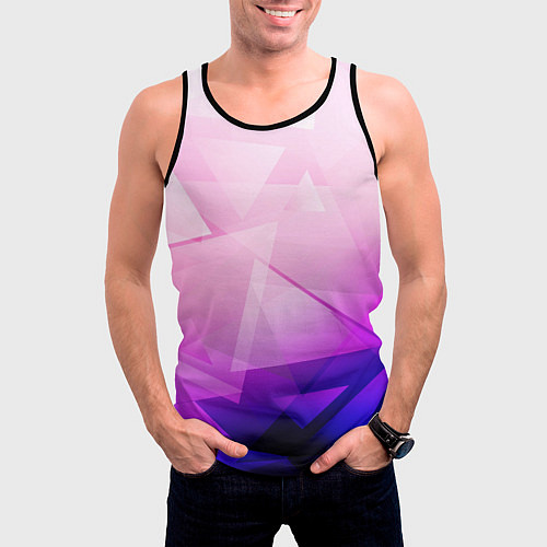 Мужская майка без рукавов Неоновая геометрия осколки / 3D-Черный – фото 3