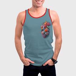 Майка-безрукавка мужская Яркое сердце из кораллов в морском стиле, цвет: 3D-красный — фото 2