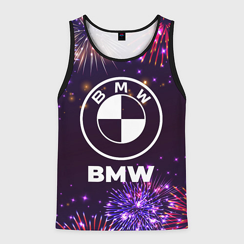 Мужская майка без рукавов Праздничный BMW / 3D-Черный – фото 1