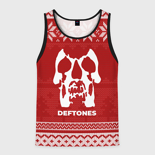 Мужская майка без рукавов Новогодний Deftones / 3D-Черный – фото 1
