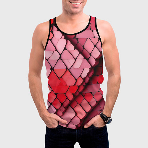 Мужская майка без рукавов Красные рельефные плитки / 3D-Черный – фото 3