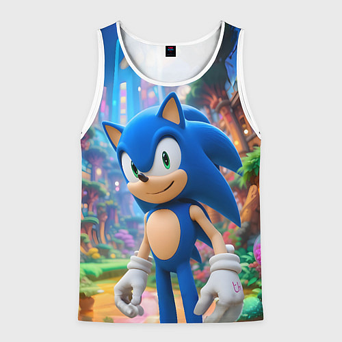 Мужская майка без рукавов Sonic красочный мир / 3D-Белый – фото 1