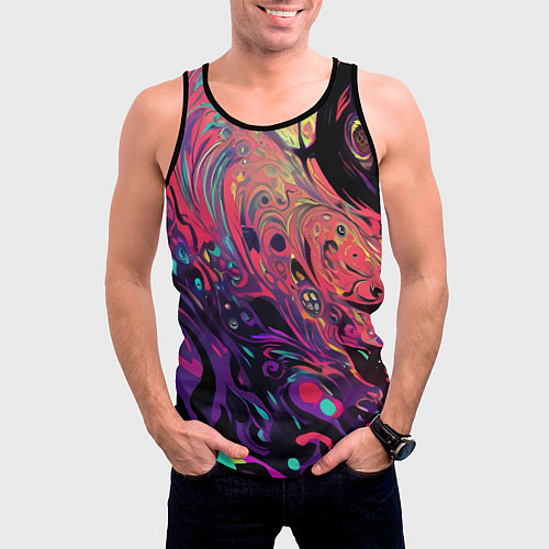 Мужская майка без рукавов Интерференционные цвета / 3D-Черный – фото 3