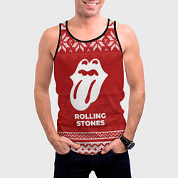 Майка-безрукавка мужская Новогодний Rolling Stones, цвет: 3D-черный — фото 2