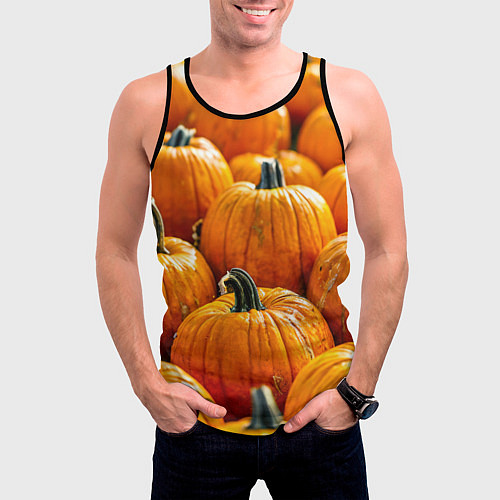 Мужская майка без рукавов Много тыкв / 3D-Черный – фото 3