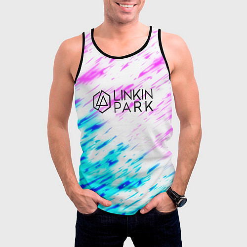 Мужская майка без рукавов Linkin park rock краски / 3D-Черный – фото 3