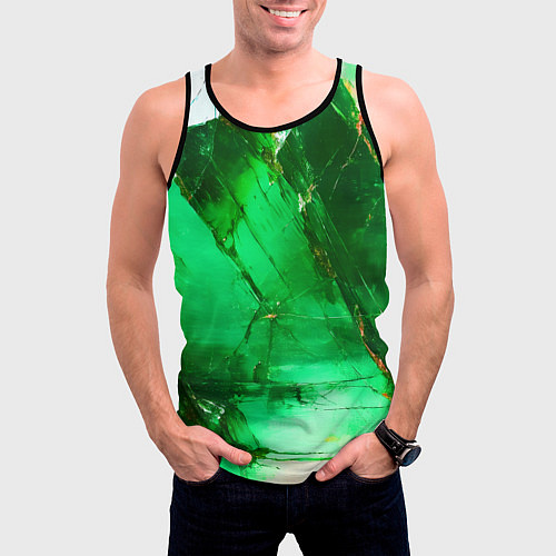 Мужская майка без рукавов Зелёное треснувшее стекло / 3D-Черный – фото 3