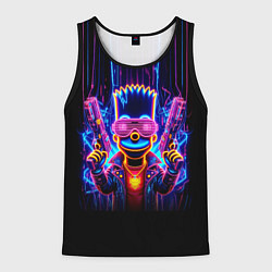 Мужская майка без рукавов Барт Симпсон с двумя пистолетами - неон