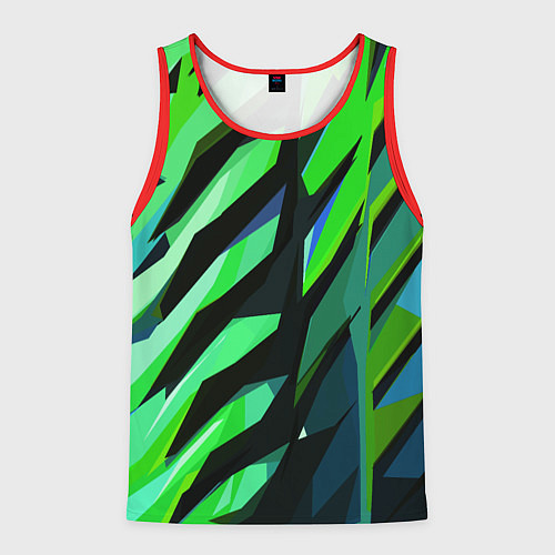 Мужская майка без рукавов Чёрно-зелёная абстракция / 3D-Красный – фото 1
