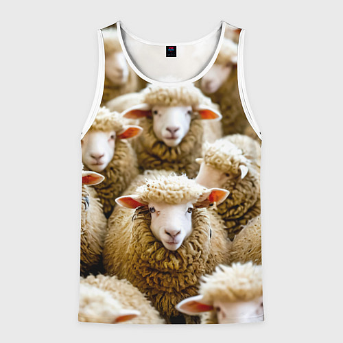 Мужская майка без рукавов Стадо овец / 3D-Белый – фото 1