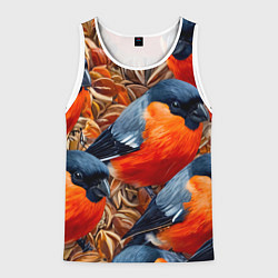 Майка-безрукавка мужская Снегири, цвет: 3D-белый