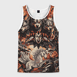 Мужская майка без рукавов Логотип король и шут на фоне мифических животных
