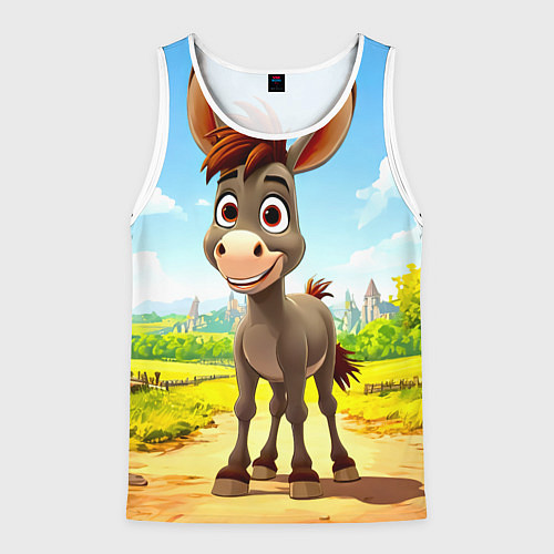 Мужская майка без рукавов Ослик / 3D-Белый – фото 1