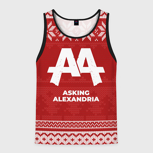 Мужская майка без рукавов Новогодний Asking Alexandria / 3D-Черный – фото 1