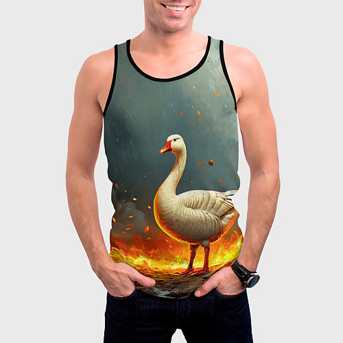Мужская майка без рукавов Гусь в огне / 3D-Черный – фото 3