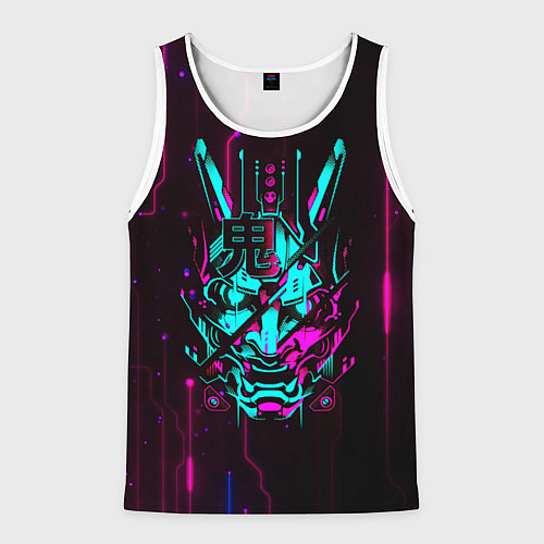 Мужская майка без рукавов Самурай киберпанк цифровой / 3D-Белый – фото 1