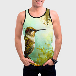 Майка-безрукавка мужская Колибри птичка, цвет: 3D-черный — фото 2
