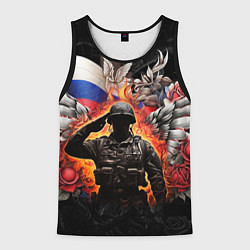 Майка-безрукавка мужская Защитник отечества с ангельскими крыльями, цвет: 3D-черный