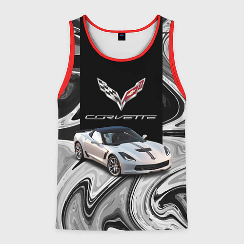 Мужская майка без рукавов Chevrolet Corvette - motorsport racing team / 3D-Красный – фото 1