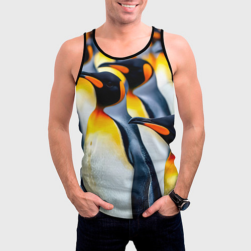 Мужская майка без рукавов Стая пингвинов / 3D-Черный – фото 3