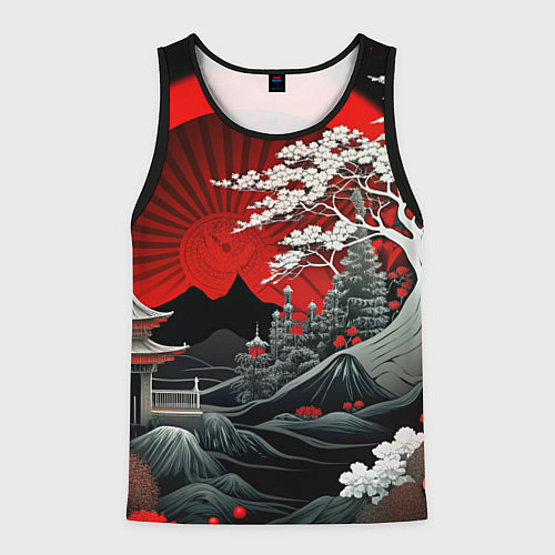 Мужская майка без рукавов Деревья Японии и природа / 3D-Черный – фото 1