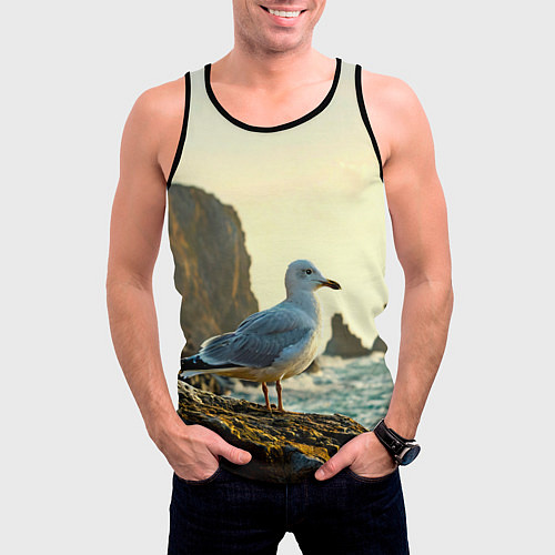 Мужская майка без рукавов Морская чайка / 3D-Черный – фото 3
