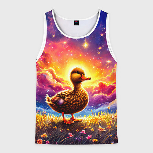Мужская майка без рукавов Космическая уточка / 3D-Белый – фото 1