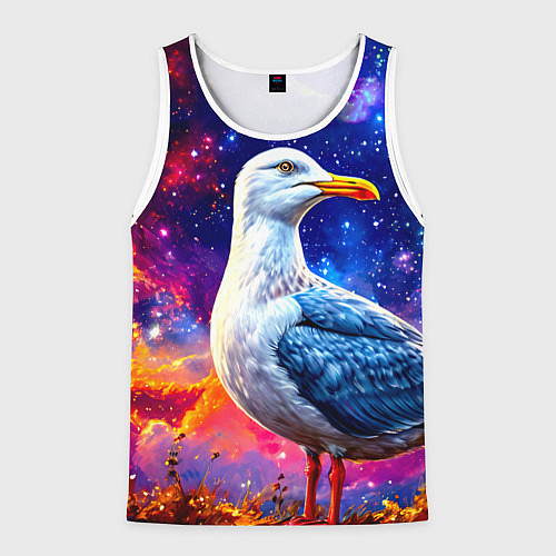 Мужская майка без рукавов Чайка и космос / 3D-Белый – фото 1