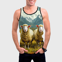 Майка-безрукавка мужская Четыри овцы в горах, цвет: 3D-черный — фото 2