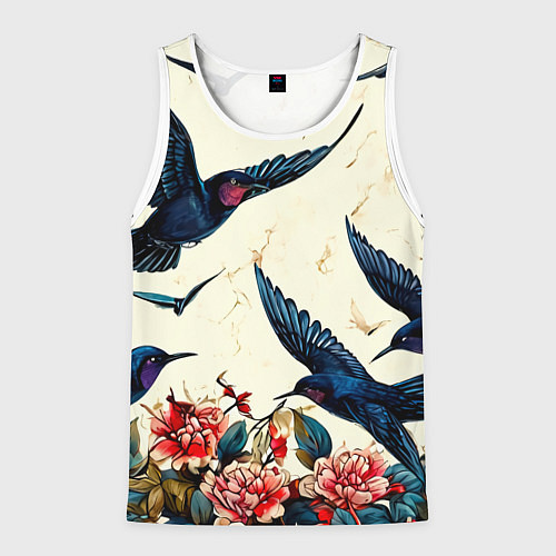 Мужская майка без рукавов Стая ласточек / 3D-Белый – фото 1
