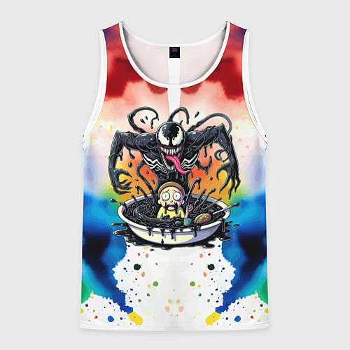 Мужская майка без рукавов Веном присмотрелся к Морти - ядовитая слизь / 3D-Белый – фото 1