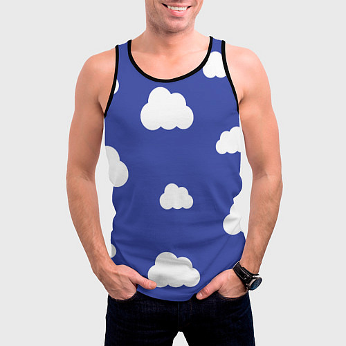 Мужская майка без рукавов Легкие облака / 3D-Черный – фото 3