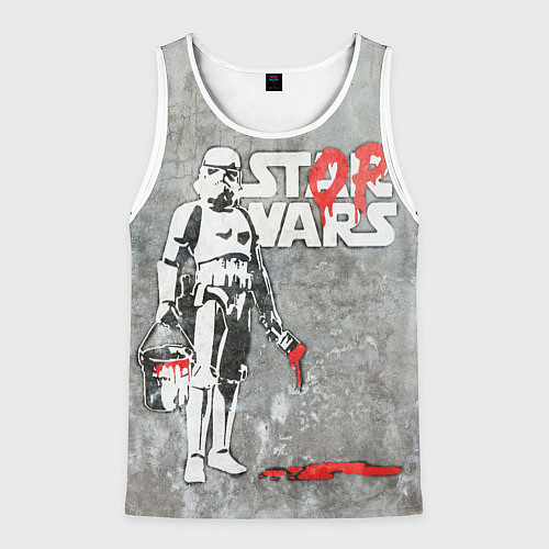 Мужская майка без рукавов Banksy - stop wars / 3D-Белый – фото 1